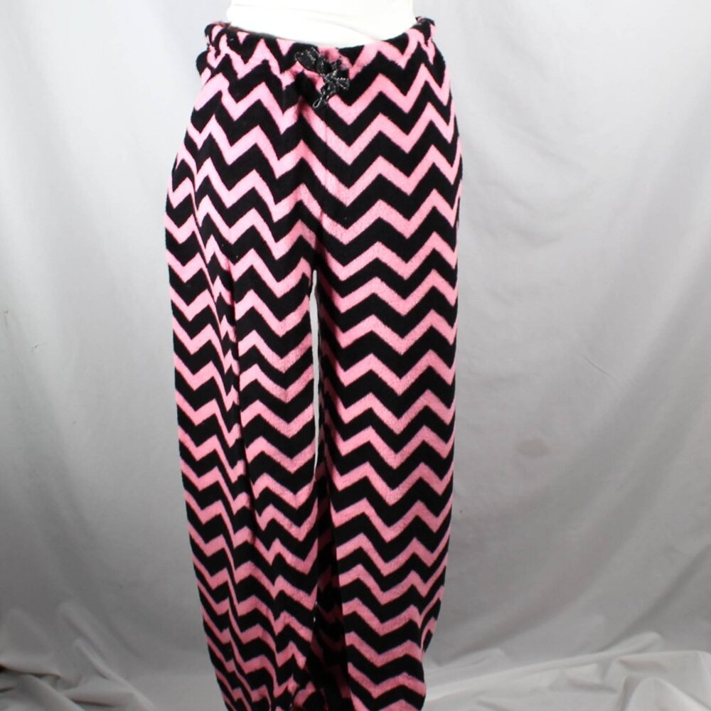 Pink and black chevron soft pj pants size L
